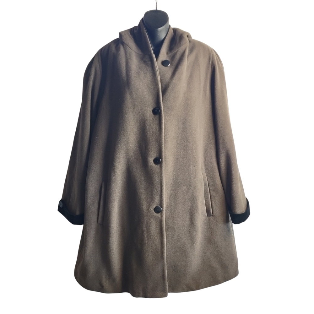 Forecaster Of Boston Coat Womens Brown Wool Button Up Hooded Lined Size 2X-3X